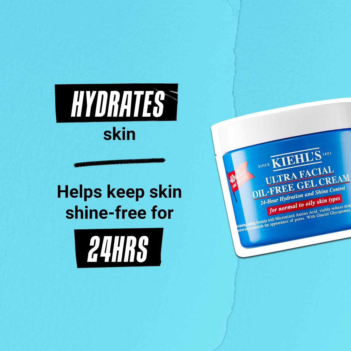 Kiehl's product spread on hand demonstrating cooling application and lightweight hydration