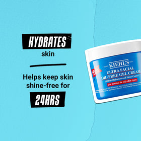 Kiehl's product spread on hand demonstrating cooling application and lightweight hydration