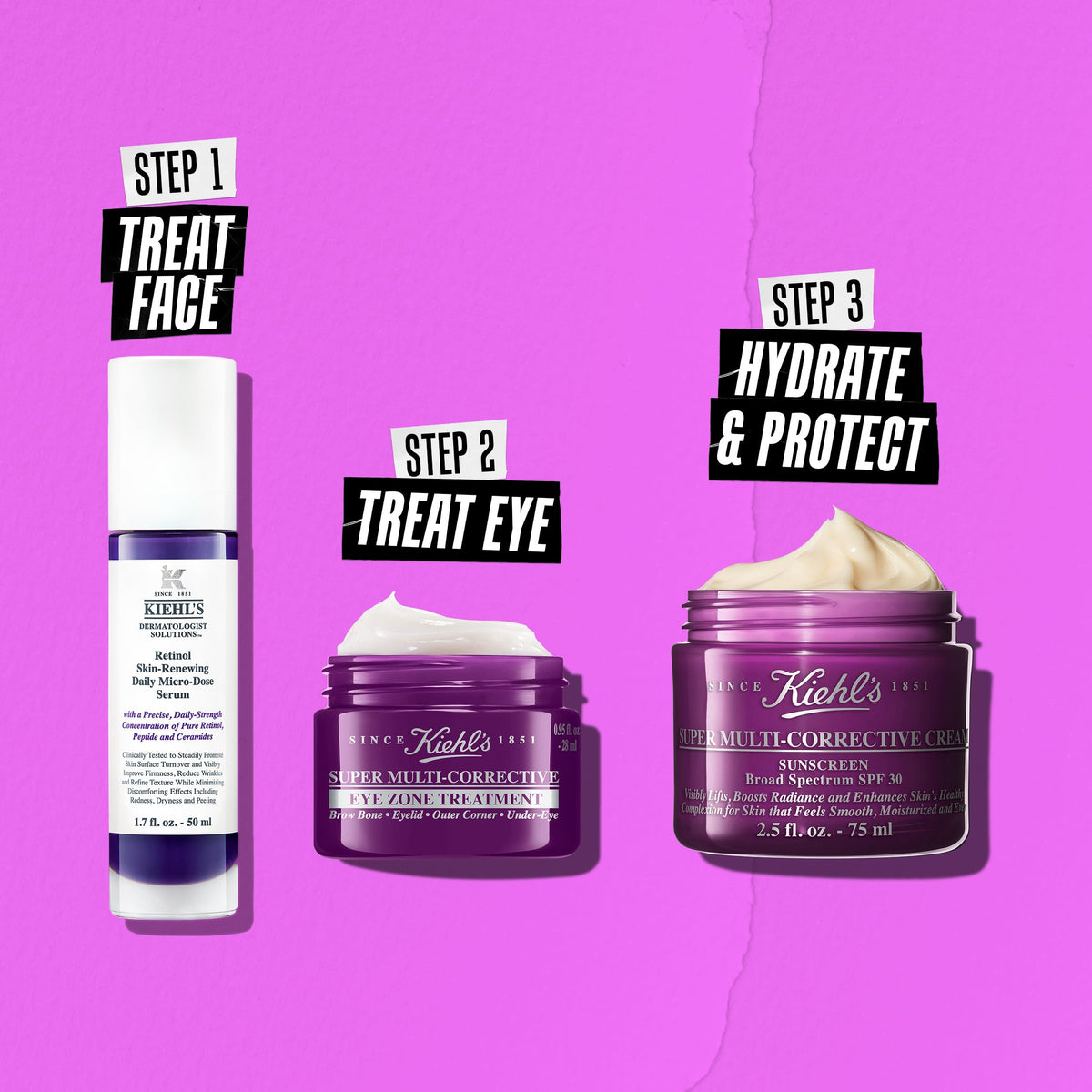 Kiehl's cream applied to face showing shielding and moisturizing benefit