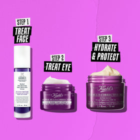Kiehl's cream applied to face showing shielding and moisturizing benefit