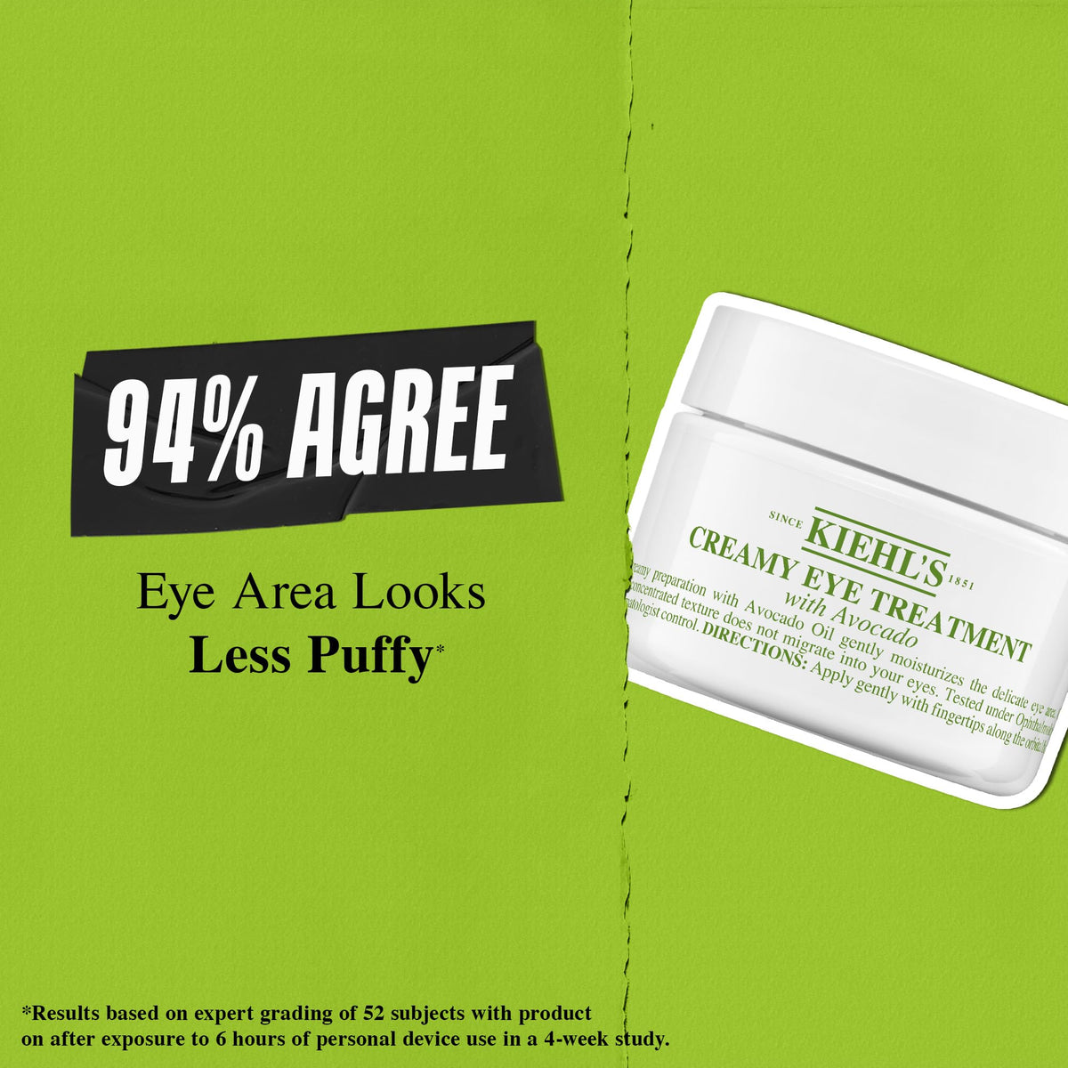 Application shot of fingertip picking up pea-sized amount from Kiehl's jar for gentle use