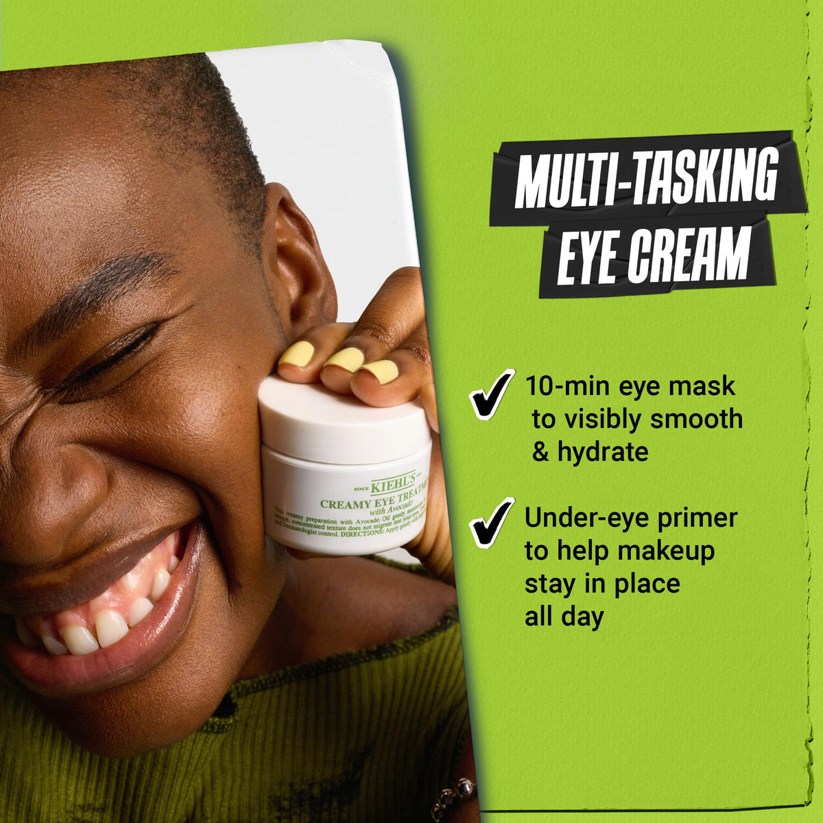 Close-up of avocado and dropper highlighting Kiehl's avocado oil ingredient nourishing skin