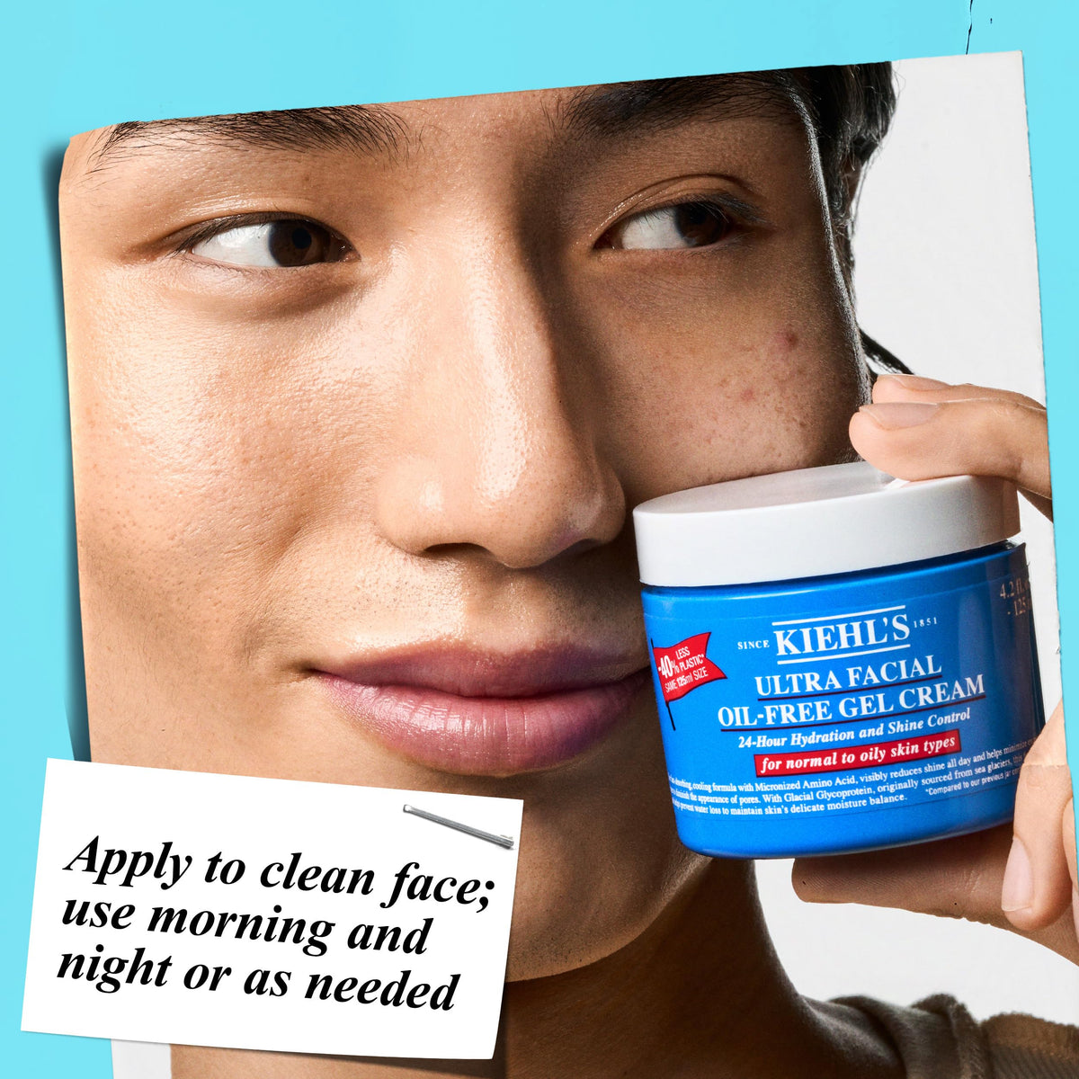 Kiehl's label detail focused on fragrance-free formula and skin-friendly benefits