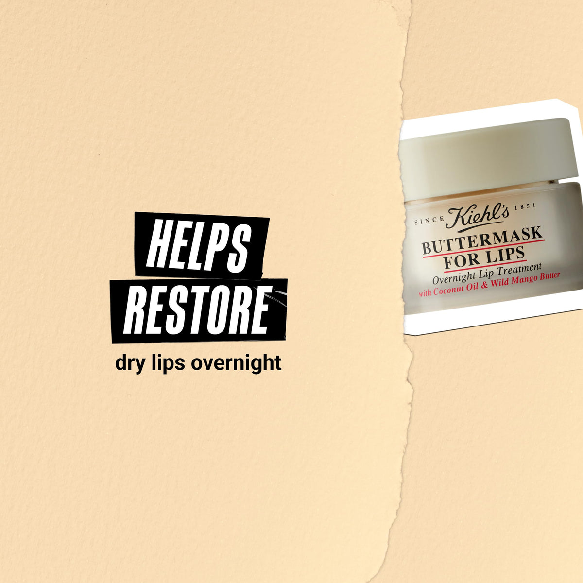 Kiehl's Buttermask next to travel items showing compact 0.35 fl oz size for portability
