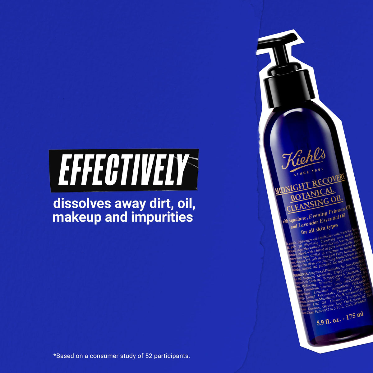 Label close-up of Kiehl's showing botanical ingredients for soothing hydration