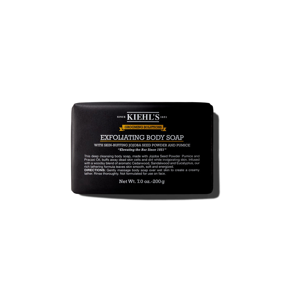 Kiehl's front packaging view showing bar and benefits