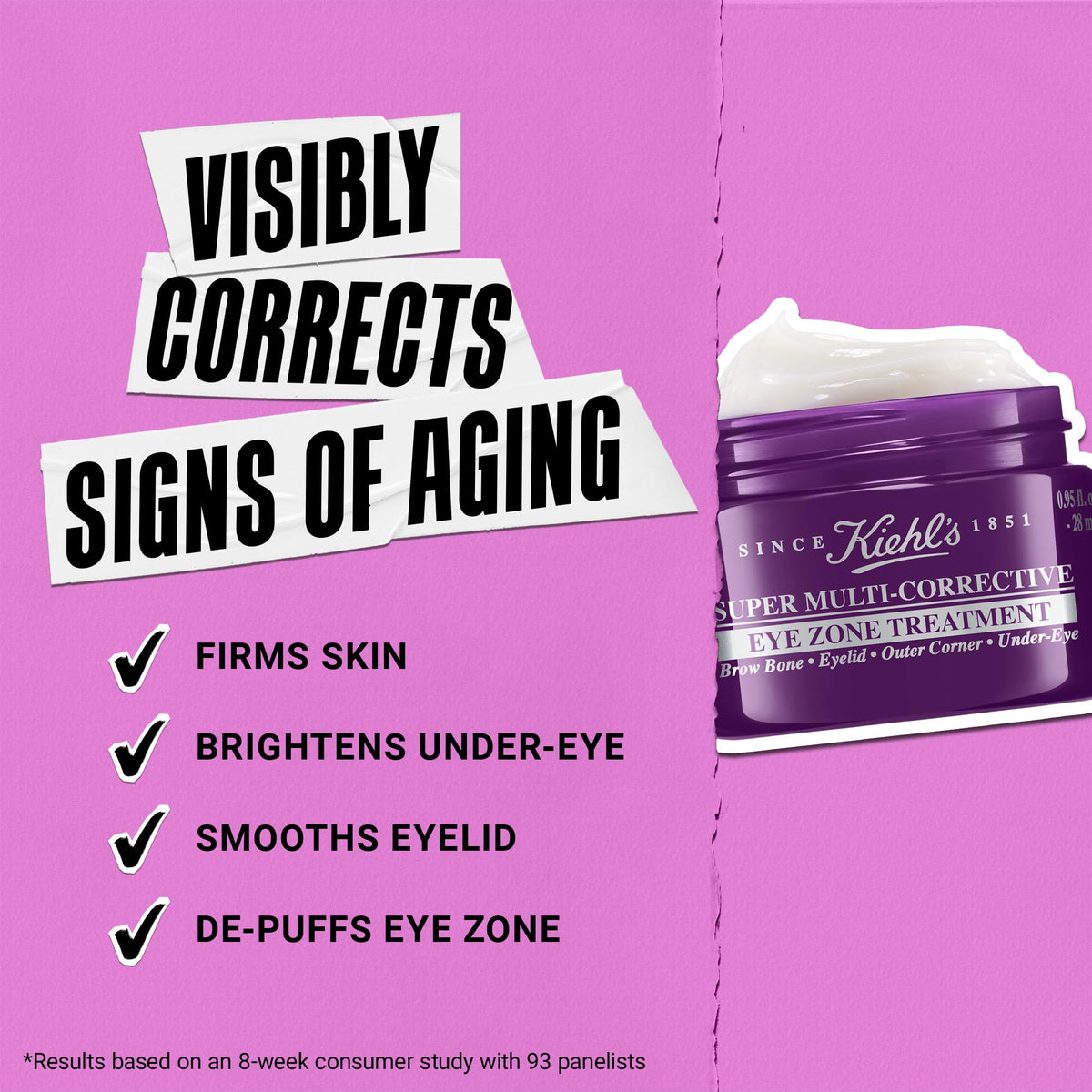 Kiehl's cream on fingertip demonstrating spreadability and under-eye blending benefit