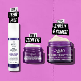Kiehl's travel-size next to coin showing compact scale for on-the-go use benefit