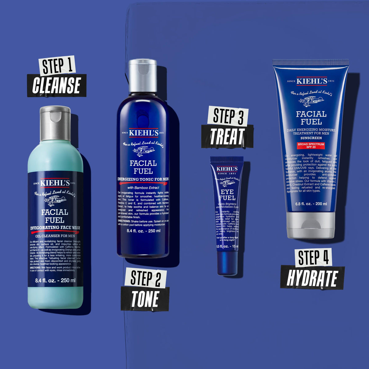 Kiehl's on bathroom shelf in morning routine boosting daily skincare
