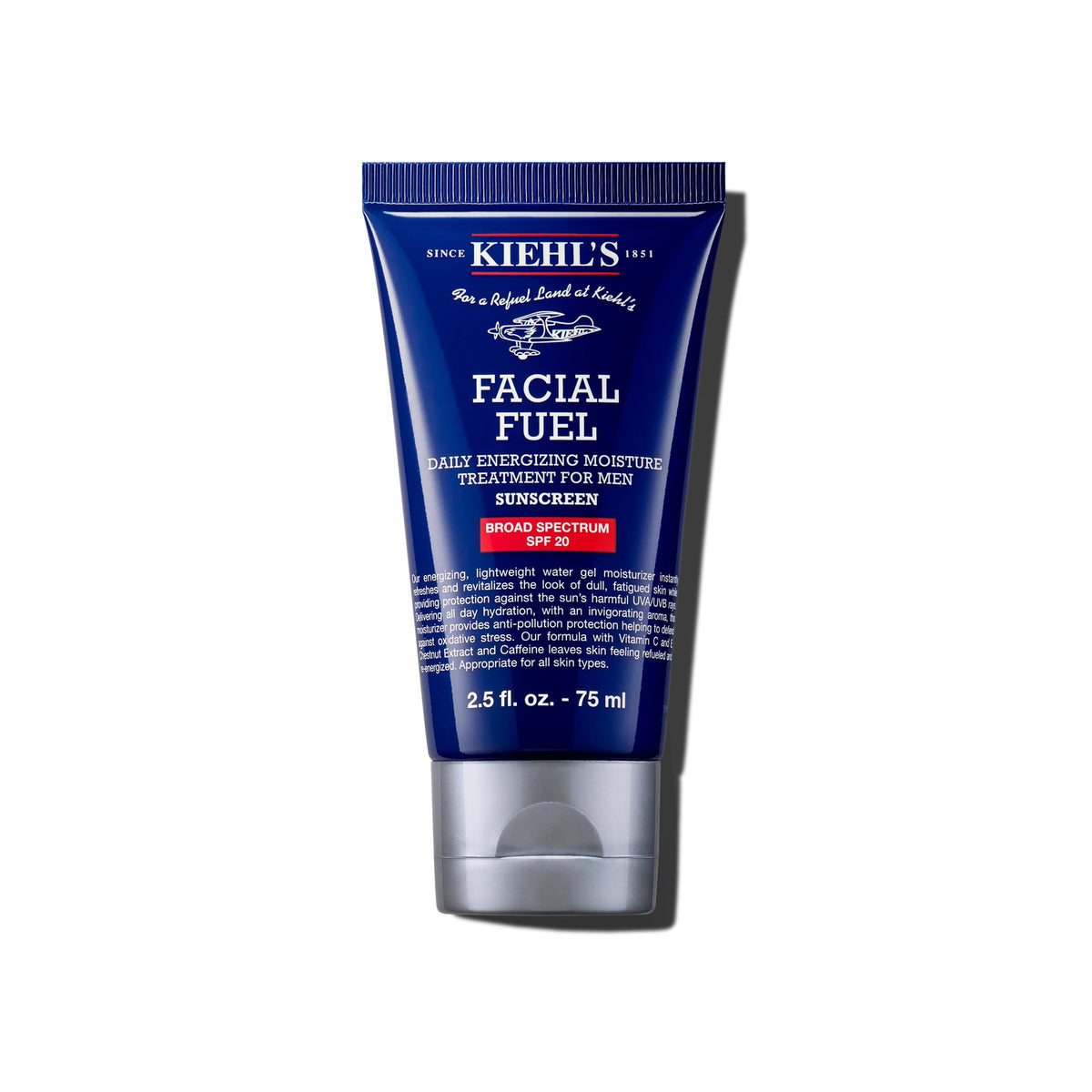 Kiehl's facial fuel front packaging showing product and SPF benefit