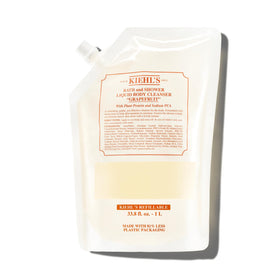 Kiehl's front bottle view showing clean grapefruit packaging and refill benefit