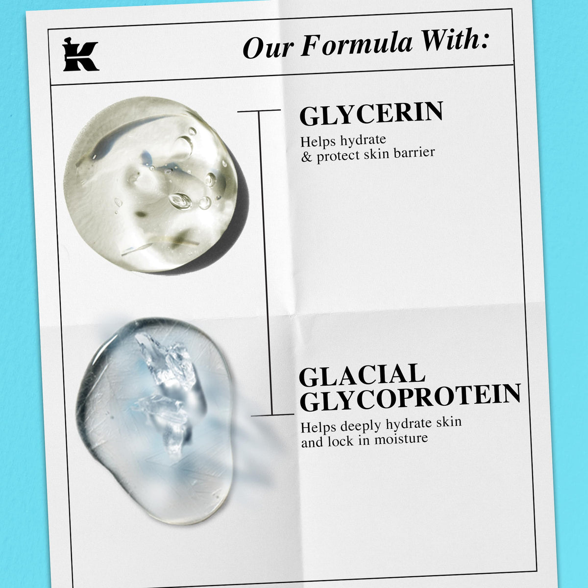 Kiehl's glycerin ingredient close-up highlighting long-lasting hydration benefit