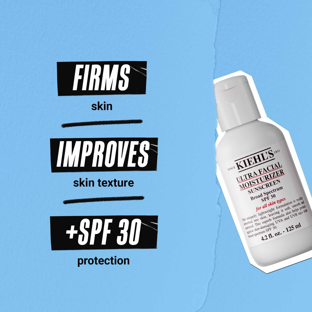 Kiehl's moisturizer on bathroom counter in morning routine demonstrating daily sun protection