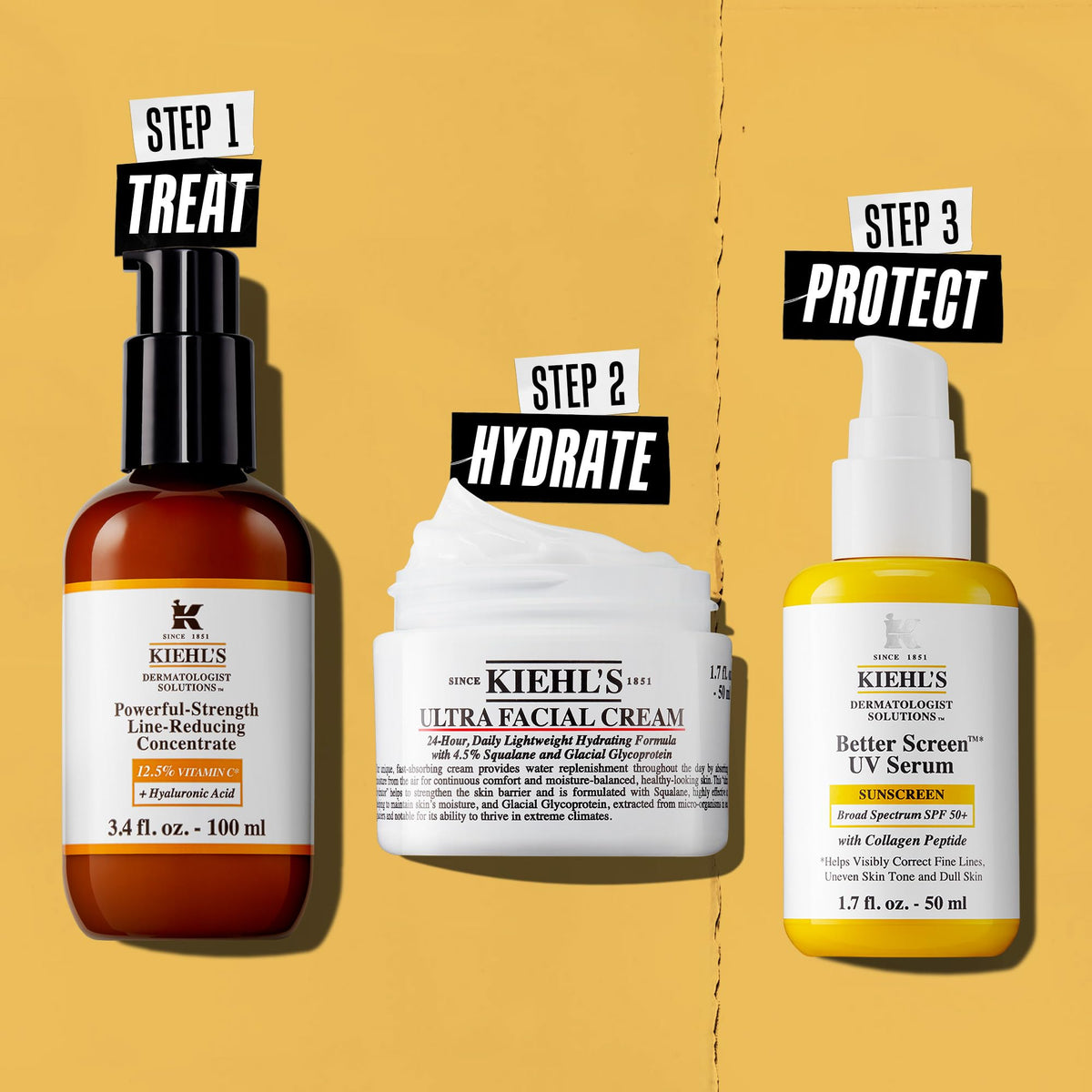 Kiehl's serum on vanity with towel and plant illustrating morning routine boost