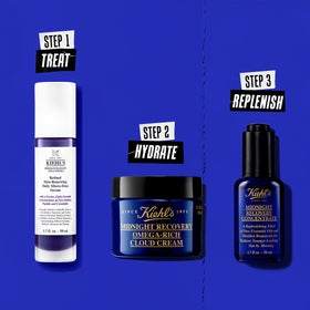 Kiehl's cream on bedside shelf in bathroom setting suggesting nightly routine benefit