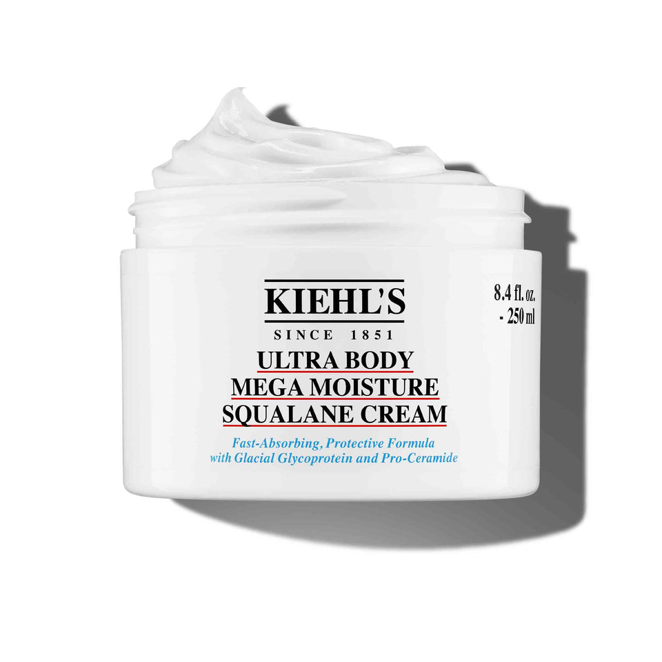 Kiehl's front packaging view showing unscented body cream and benefits