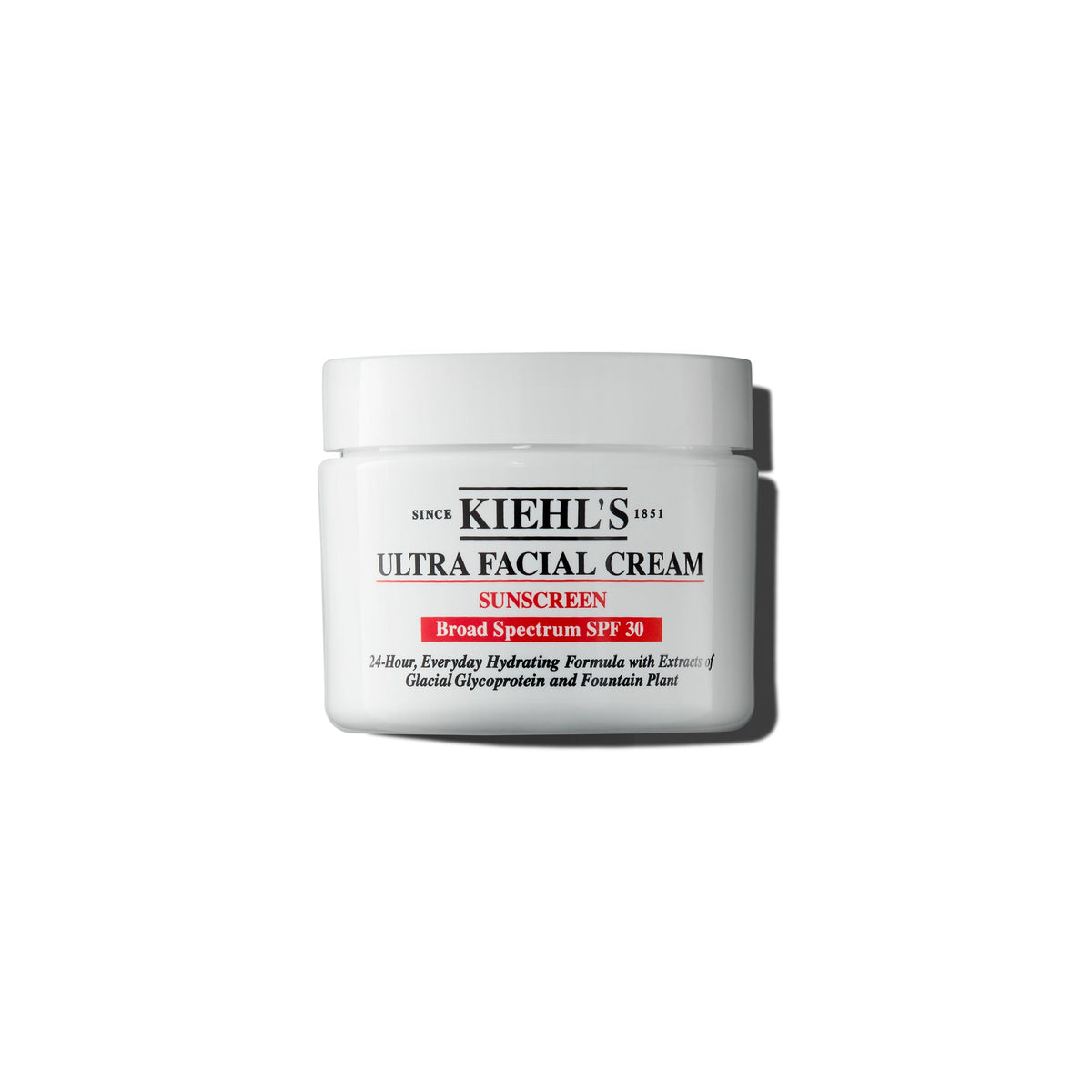 Kiehl's jar front view showing clean label and SPF 30 benefit