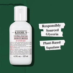 Kiehl's label close-up showing fragrance-free and paraben-free formula benefits