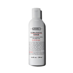 Kiehl's toner front bottle shows packaging and hydration benefits
