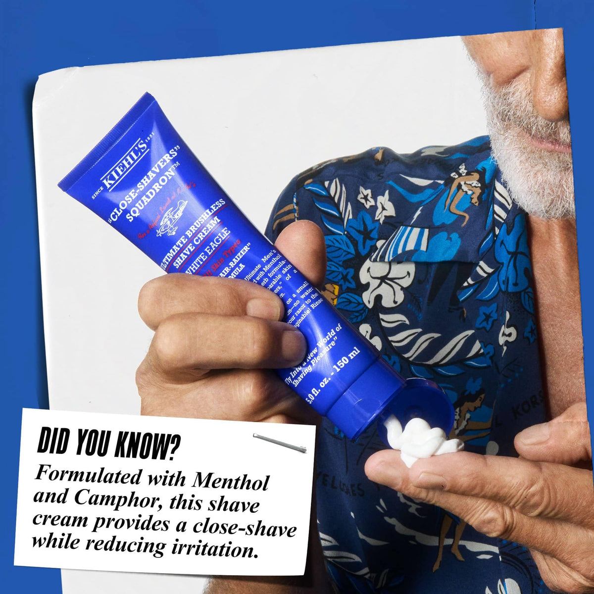 Kiehl's tube beside common items showing 5 fl oz travel-friendly size benefit