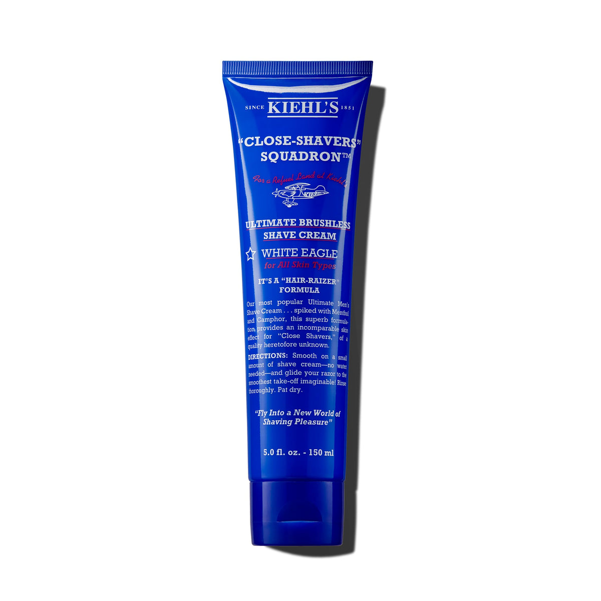 Kiehl's tube front packaging showing product and benefit of cooling shave