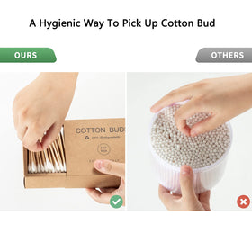 Kiemeu close-up of dual cotton tips displaying softness and secure attachment for precise use
