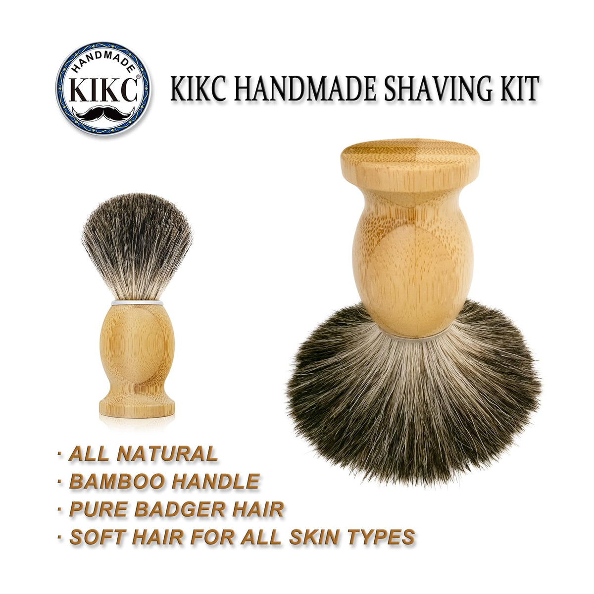 KIKC badger bristle close-up displaying soft tips for rich lather