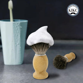 KIKC brush on bathroom counter with shaving kit for lifestyle appeal