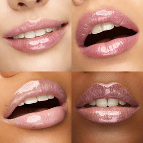 Kiko Milano model wearing pearly lavender gloss highlighting shine and plumped look