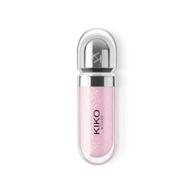 Kiko Milano gloss texture swipe on skin showing pearly lavender sheen and hydration