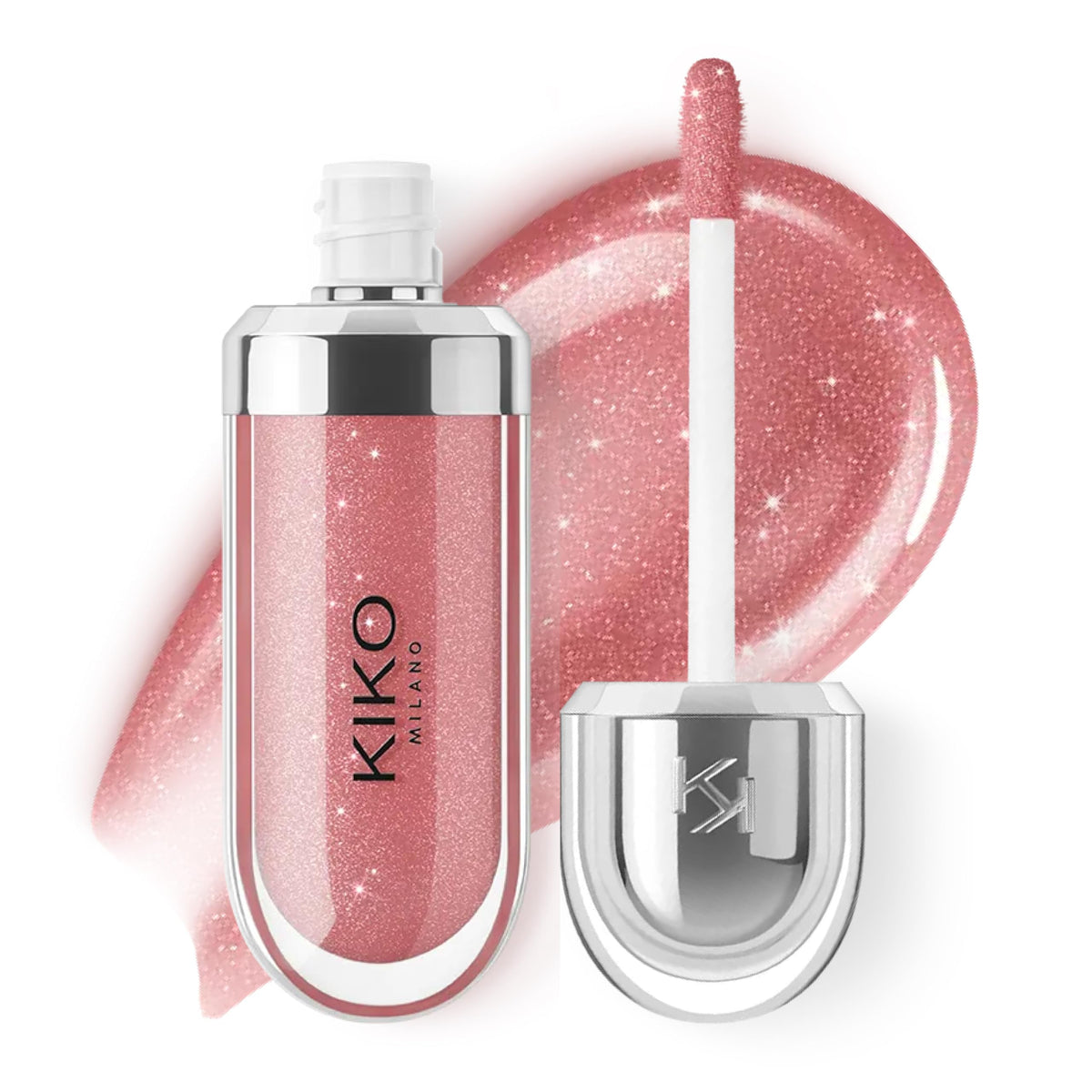 Kiko Milano front packaging showing pearly natural rose and metallic cap, elegant presentation