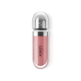 Kiko Milano on model smiling to showcase pearly mauve shine and visibly fuller-looking lips