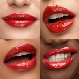 Kiko Milano shade 107 applied on model lips showing bright color and glossy radiance