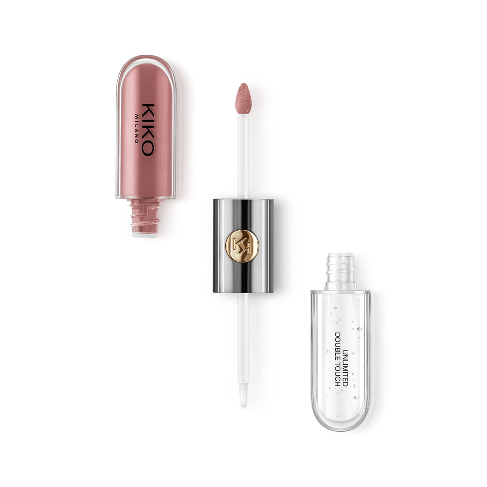 Kiko Milano front packaging showing dual-chamber tube and elegant KK metal grip for clarity