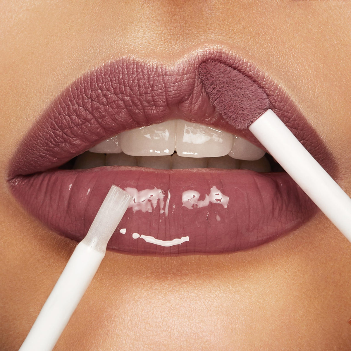 Kiko Milano gloss layer close-up showing glossy finish and soft look without heaviness