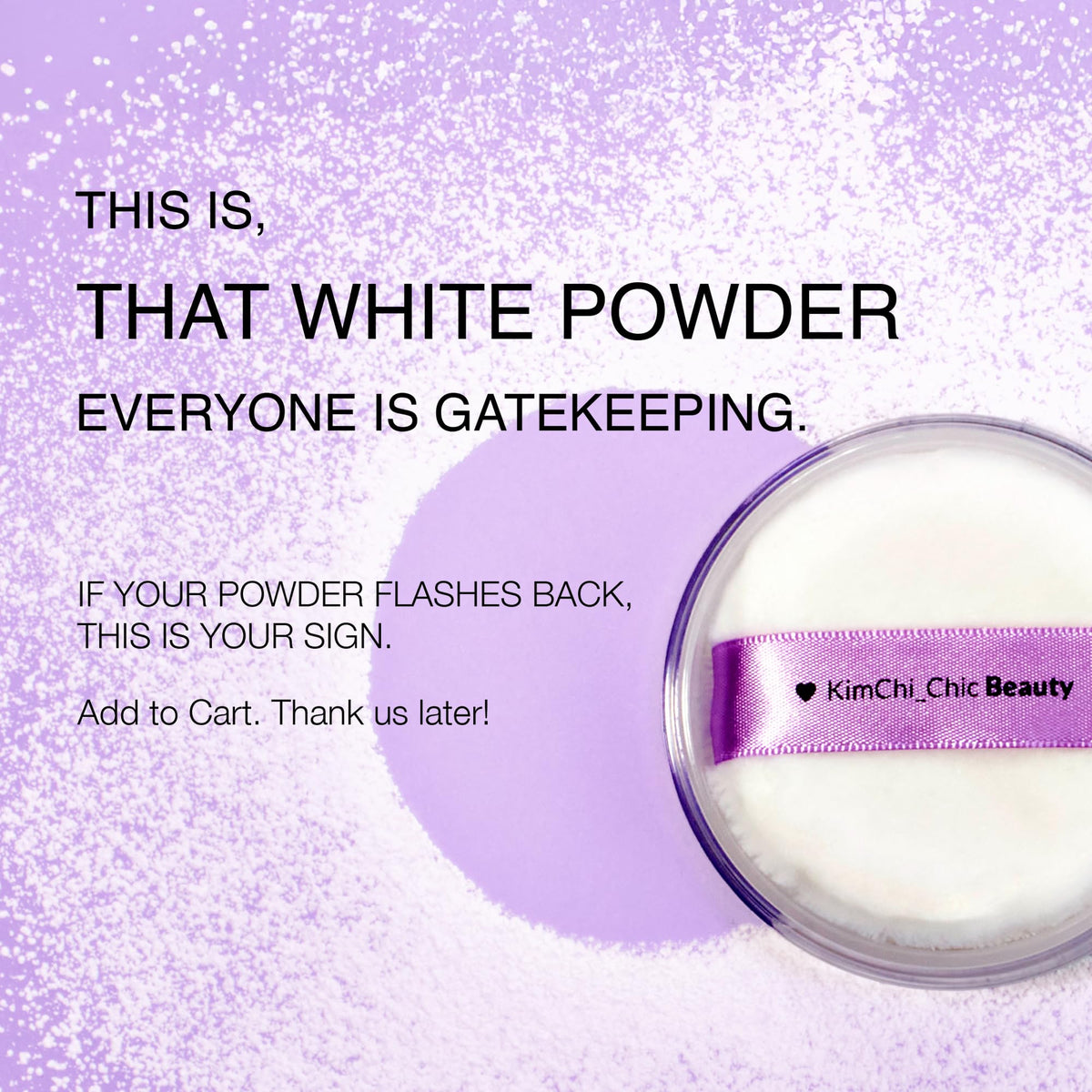 KimChiChic jar open with puff for easy touch-ups and portability