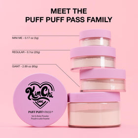 KimChiChic powder and puff on vanity showing everyday routine convenience