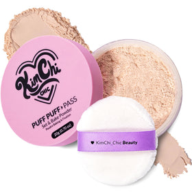 KimChiChic jar front view showing translucent setting powder and brand benefit