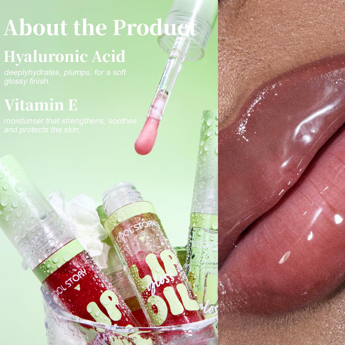 KIMIEYE lip oil in hand being applied, illustrating convenient on-the-go hydration