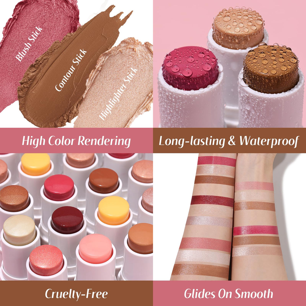 KIMUSE brush beside sticks illustrating easy blending benefit