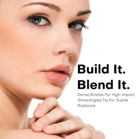 KIMUSE brush buffing powder on face showing seamless, airbrushed finish benefit