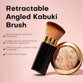 KIMUSE retractable kabuki brush in case protecting bristles for travel convenience
