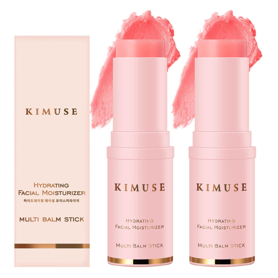 KIMUSE front packaging shot showing compact balm stick and portability benefit