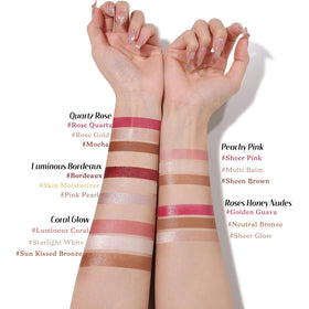 KIMUSE using sticks on lips and eyes to show multitasking benefit