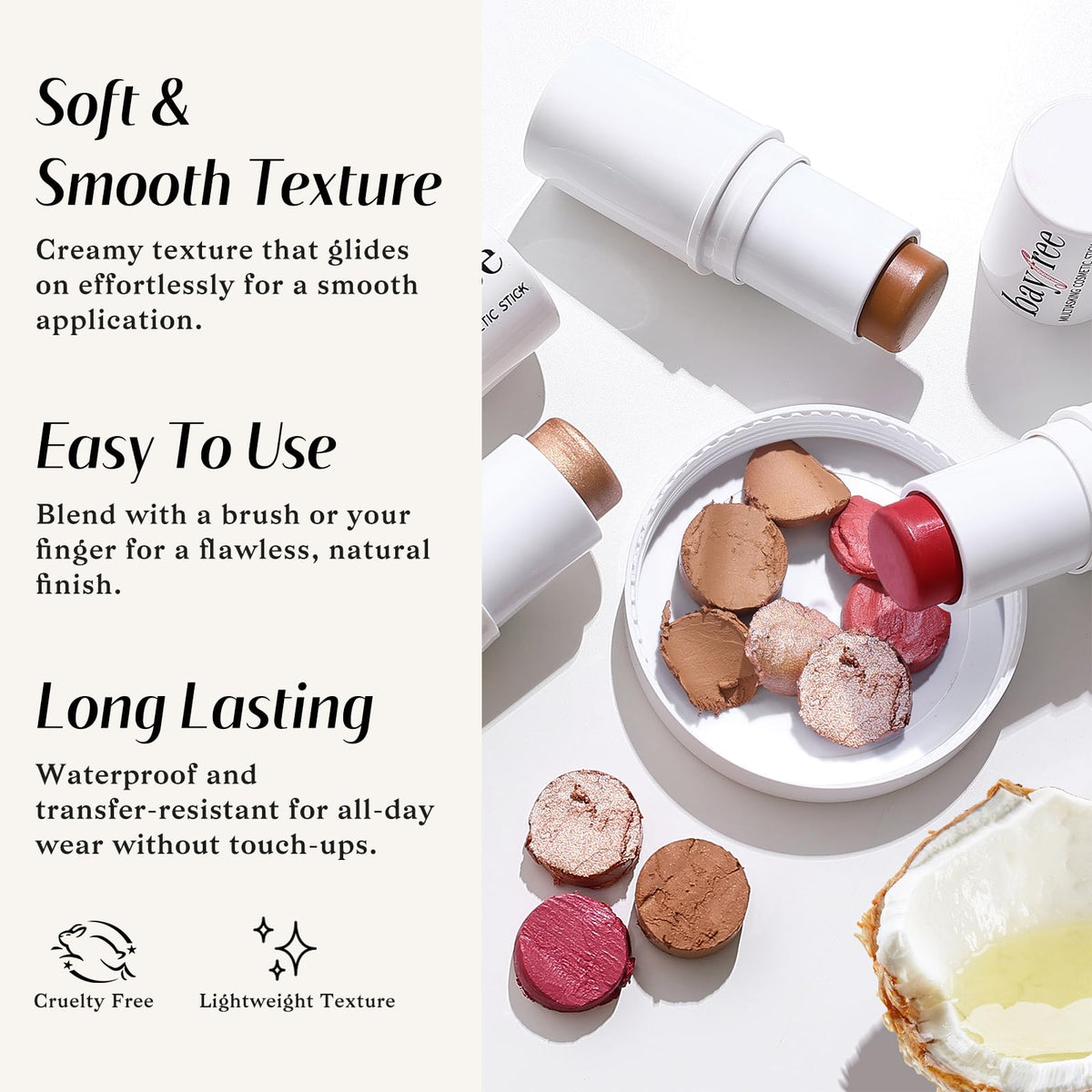 KIMUSE stick ends revealing three shades for contour blush highlight