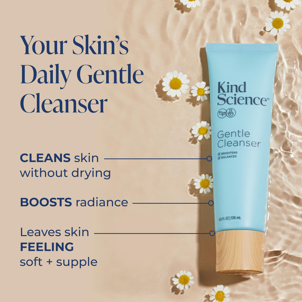 Kind Science creamy texture on fingertip demonstrating silky hydration and spreadability