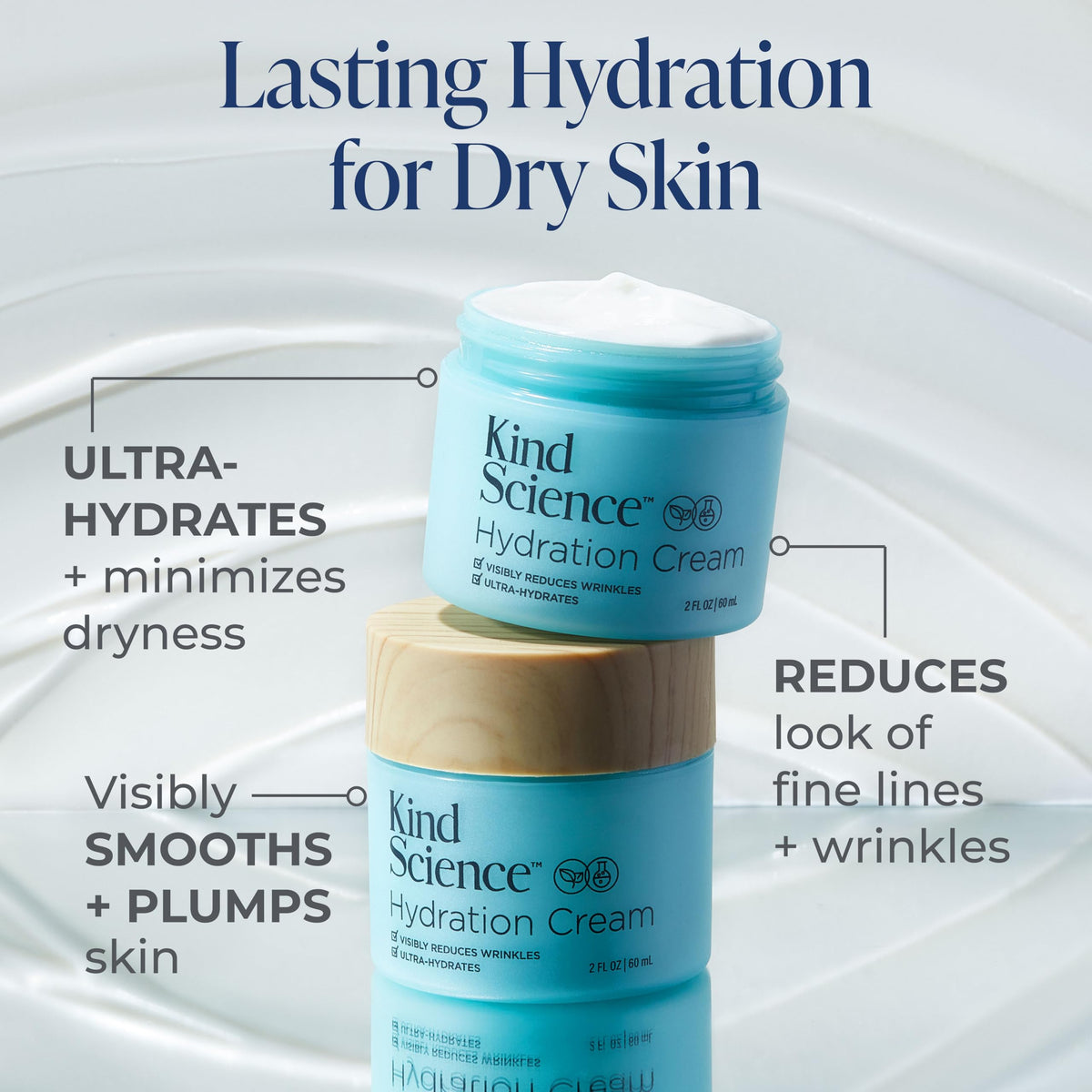 Kind Science cream beside coin shows 2 oz scale benefit: travel-friendly size