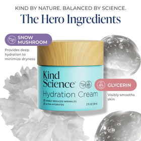 Hand applying Kind Science cream demonstrates application and immediate hydration benefit