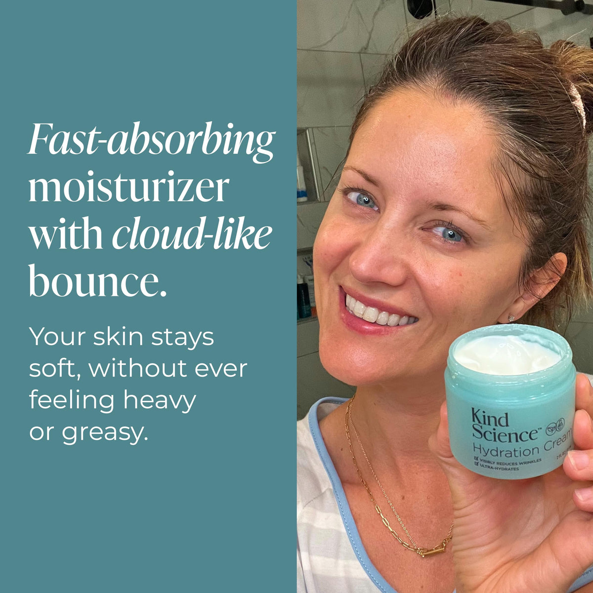 Kind Science cream next to firming serum shows layering routine benefit: enhanced results
