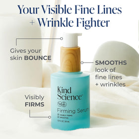 Kind Science serum droplet on fingertip showing smooth texture and hydration